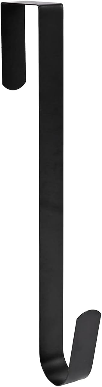 Sattiyrch 12" Wreath Hanger - Durable Steel Over The Door Hook for Front Door (Black)