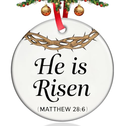 He Is Risen Easter Ornaments - Ceramic Hanging Decorations