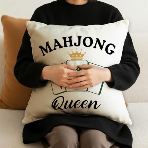 Mahjong Queen Throw Pillow Cover - 18x26 Velvet Cushion Case (Mahjong-01)