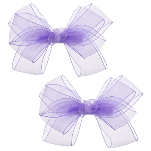 Mabor 2Pcs Purple Mesh Bow Hair Clips, Tulle Hair Accessories