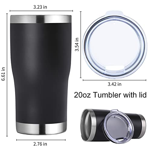 20oz Stainless Steel Insulated Travel Mug with Lid - Black, Pack of 12