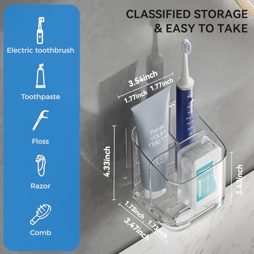 3-Slot Detachable Toothbrush Holder - Clear Wall-Mounted Bathroom Organizer