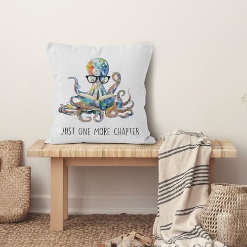 Just One More Chapter Octopus Throw Pillow Cover 18x18