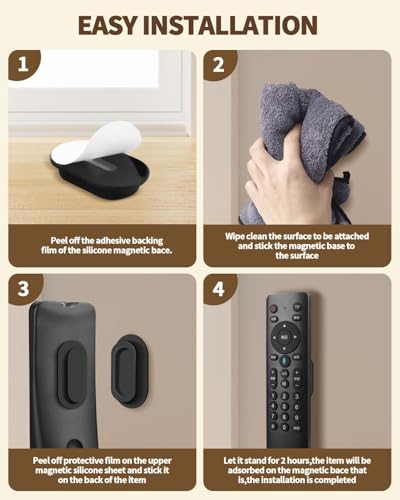 AMAZYC 6 Pack Magnetic Remote Control Holder, Black - No-Drill Wall Mount