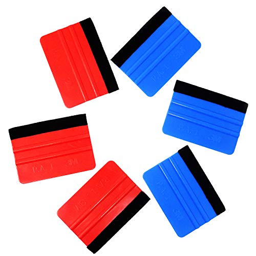 6-Pack Plastic Felt Edge Squeegees for Vinyl Wrap & Window Tint Application