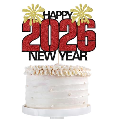 Happy New Year 2026 Cake Topper Star Eve Party Decoration Supplies