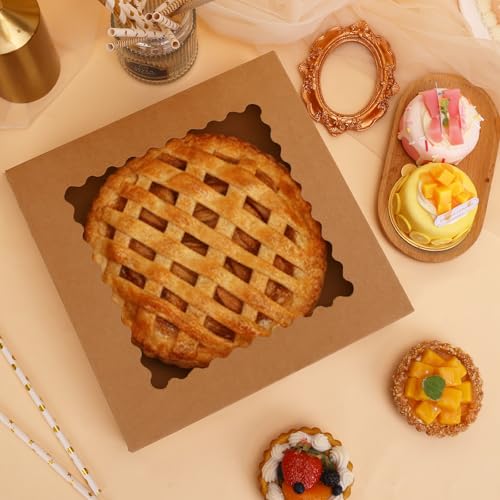 Moretoes 5-Pack 10x10x2.5 Inch Bakery Boxes with Window