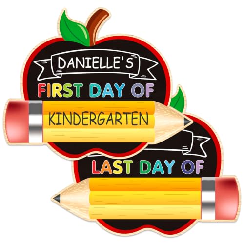 LZPTQ Double-Sided Reusable Apple-Shaped First & Last Day of School Sign 13x10.6"