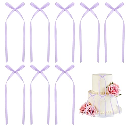 20 Purple Cake Bows - Elegant Satin Decorations for Weddings & Birthdays