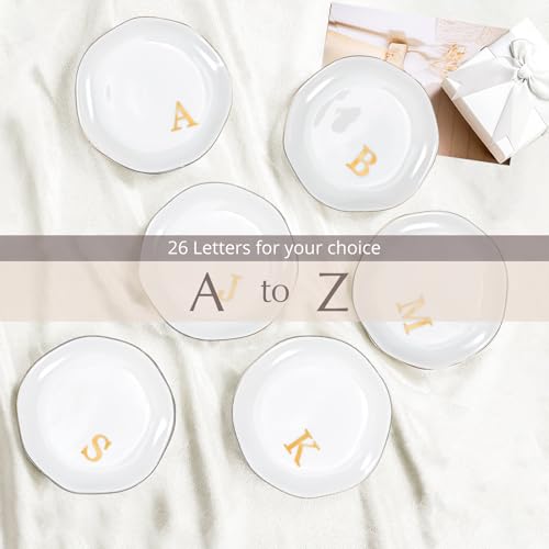 Personalized Ceramic Ring Dish with Letter X - Elegant Jewelry Tray