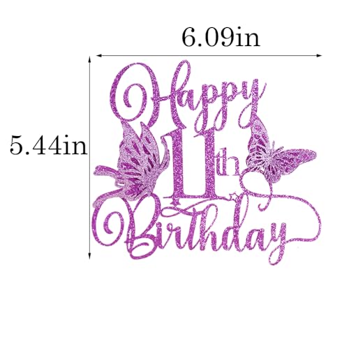 11th Birthday Butterfly Cake Topper | Glitter 3D Decoration