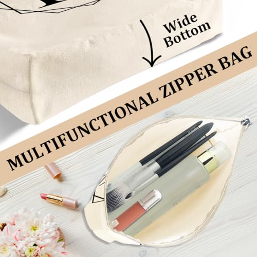 Initial Monogrammed Canvas Tote Bag with Cosmetic Bag Set