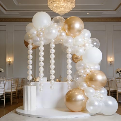 100PCS Pearl White Linking Balloons - 6 Inch Quick Link Balloons for Party Decorations