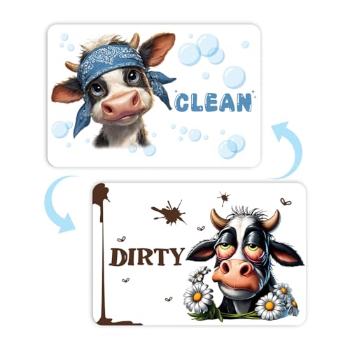 Cosmisun Funny Cow Dishwasher Magnet - Clean Dirty Sign
