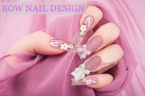 3D Nail Charms Kit with Bows, Flowers, Rhinestones, and Pearls for DIY Manicure