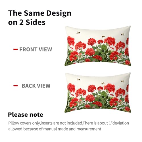 Sphragiyn Geranium Watercolor Throw Pillow Covers 12x20 Inch, Set of 2