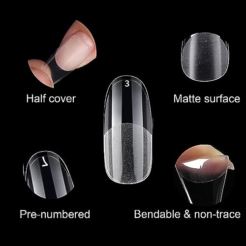 Beuniar Clear Long Oval Acrylic Nail Tips 120Pcs False Nails