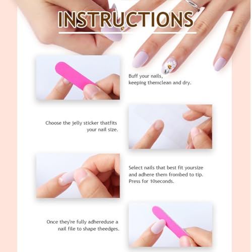 Square Press on Nails Short French Tip with 3D Bow Acrylic Nails