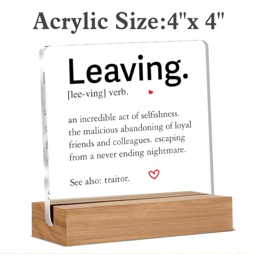Leaving Definition Acrylic Sign - Going Away & Retirement Gift for Coworker