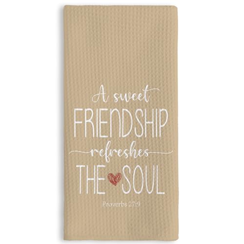 Friend Gifts Kitchen Towels 16x24 Inches Light Beige - Faith & Friendship Decor