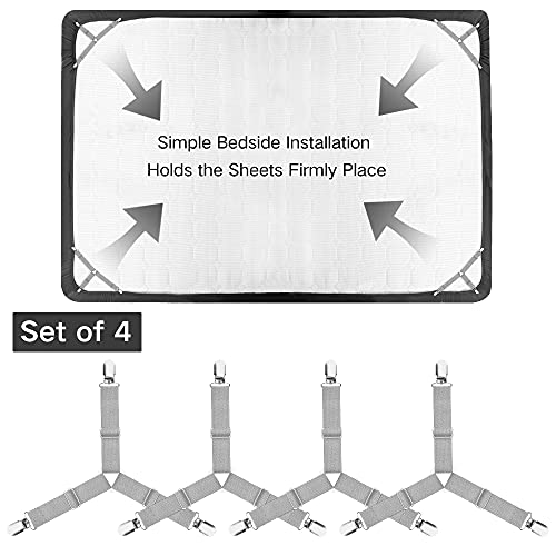 Foloda Adjustable Bed Sheet Fasteners - Triangle Elastic Gripper Straps