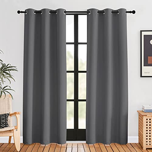 NICETOWN Gray Blackout Curtains - 42"W x 80"L, 2 Panels, Thermal Insulated