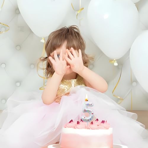 Colorful Number 6 Birthday Candle - White Happy Birthday Cake Topper