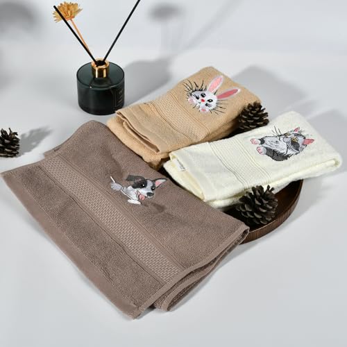 100% Cotton Hand Towels - Ultra Soft 3 Pack for Bathroom & Kitchen