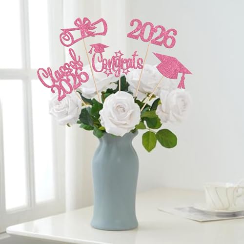 2026 Graduation Centerpiece Sticks - 15 PCS Glitter Decorations