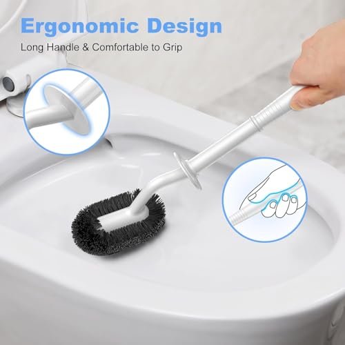 HAMITOR Toilet Bowl Brush Holder Set - Curved Design, White