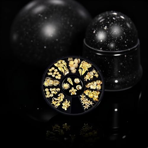 Gold Ocean Nail Art Metal Studs 12-Style Summer Beach Charms