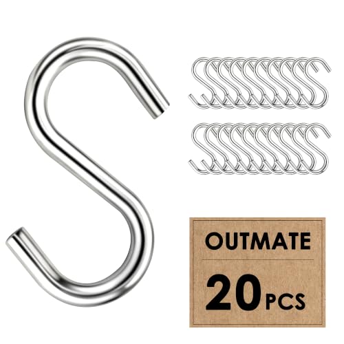 Heavy-Duty Stainless Steel S Hooks for Hanging - 20 Pack, 2.0 Inch