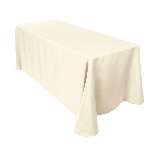 Sparkles Make It Special 5-pcs 90" x 156" Inch Rectangular Polyester Cloth Fabric Linen Tablecloth - Wedding Reception Restaurant Banquet Party - Machine Washable - Choice of Color - Ivory
