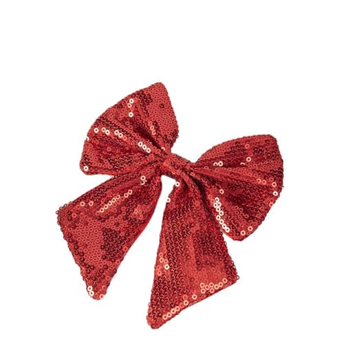 ZOONAI Sequin Glitter Hair Bow Clip - Sparkling Red Bowknot for Girls