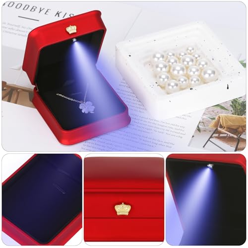 KUKUVR LED Necklace Pendant Gift Box with Velvet Interior