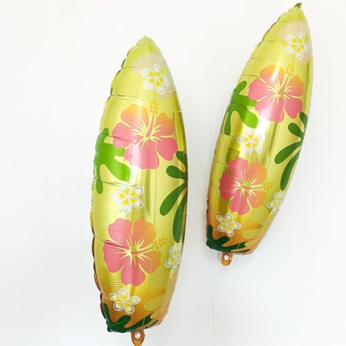 Hawaiian Surfboard Foil Balloons - Tropical Beach Party Decor, 2 Pack