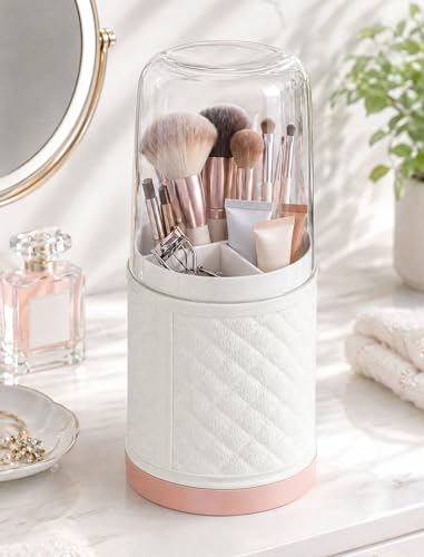 NiHome Covered Toothbrush Holder with Drain Tray - 3-Slot Organizer for Electric Brushes, White