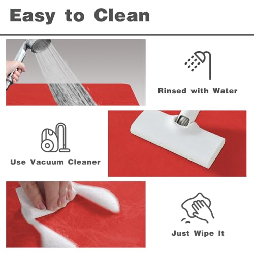 Red Non Slip Bath Mat 20x48 Inch Thin Bathroom Rug Christmas Decor