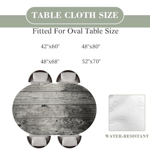 Fitted Oval Tablecloth Brown Wood Texture 42x60 Inches - Elastic Edges - Variation 11