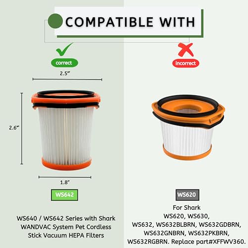 Nispira HEPA Filter Replacement for Shark Wandvac - 3 Pack