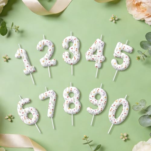 HCCYENLAN Wildflower Number Candles - Floral Cake Topper for Spring Parties (1)