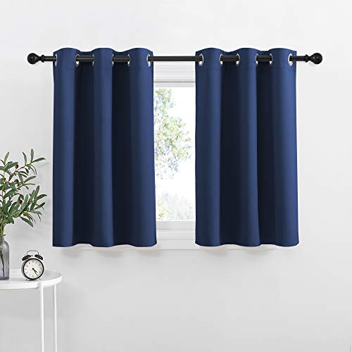 NICETOWN Navy Blackout Kitchen Curtains 42"W x 36"L (Pack of 2)