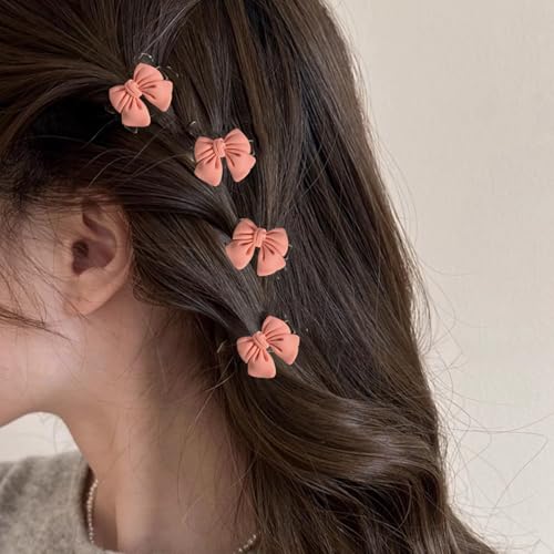 Pink Bow Hair Clips Mini Acrylic Hair Claw Clips for Women and Girls 10 Pack