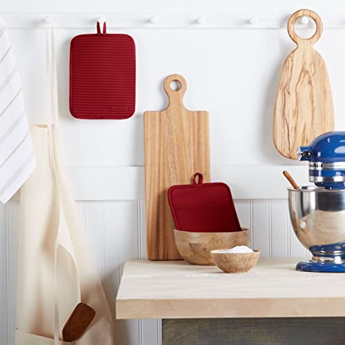 KitchenAid Ribbed Soft Silicone Pot Holder Set, Smoked Paprika, 7"x9"