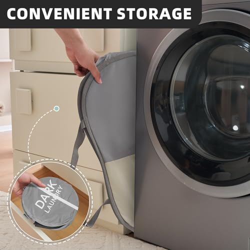Collapsible Laundry Basket with 2 Compartments - Black & Beige, 1 Pack