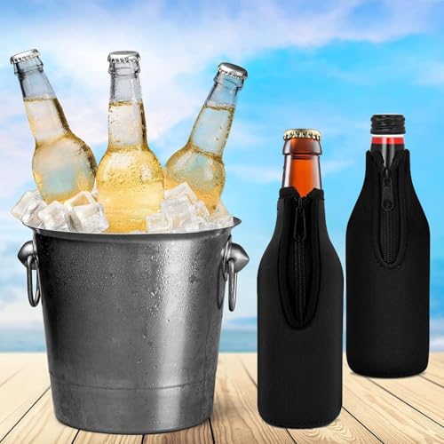 Hufopik 3-Pack Neoprene Beer Bottle Insulated Sleeves, 7.1 x 2.2 Inch Black