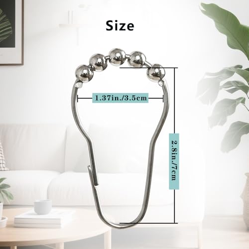 Careyoungs GGM101YY Stainless Steel Shower Curtain Hooks 12 Pack Rustproof & Decorative