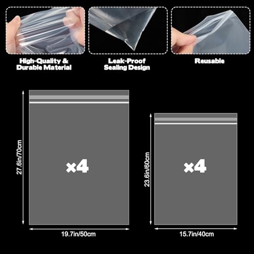 8 Pack Heavy Duty Oven Rack Cleaning Bags – No Scrub, Reusable