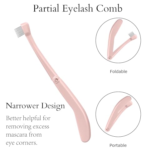 Corconess Metal Eyelash Comb Set - 2PCS Pink Lash Separator with Cover