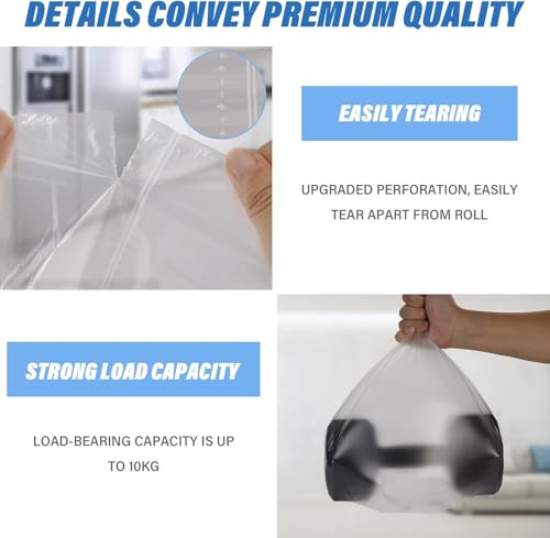 Inwaysin 2.6 Gallon Mini Clear Trash Bags - 105 Count Small Garbage Liners
